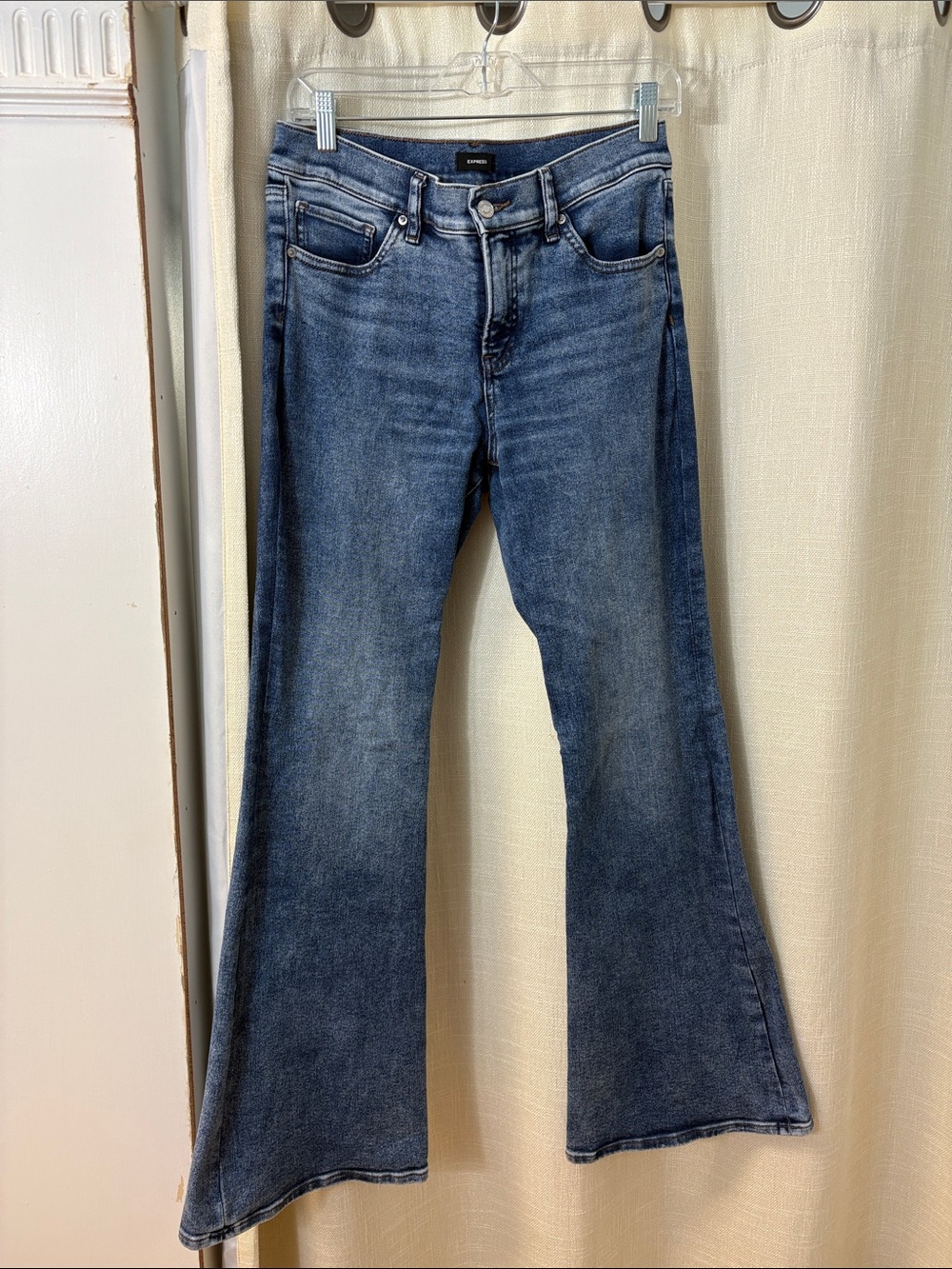 Express Mid-Blue Flare Jeans